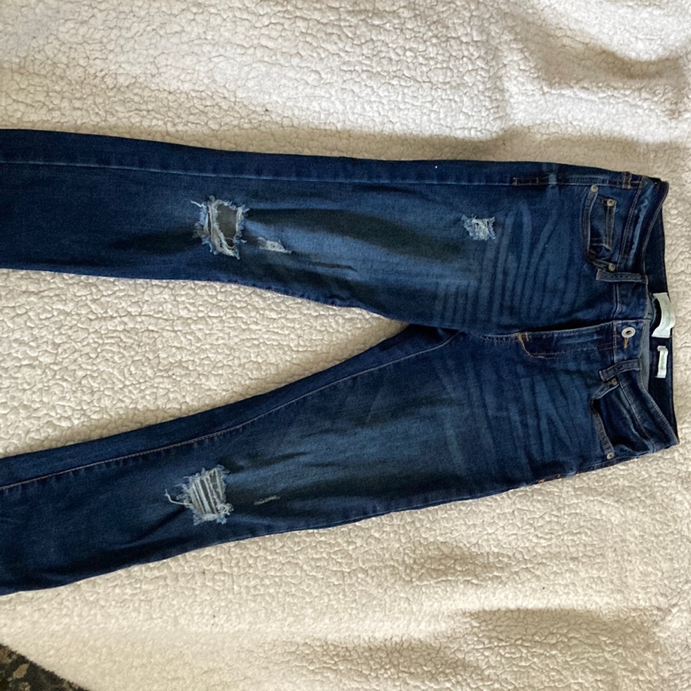 High rise distressed skinny jeans , super stretch